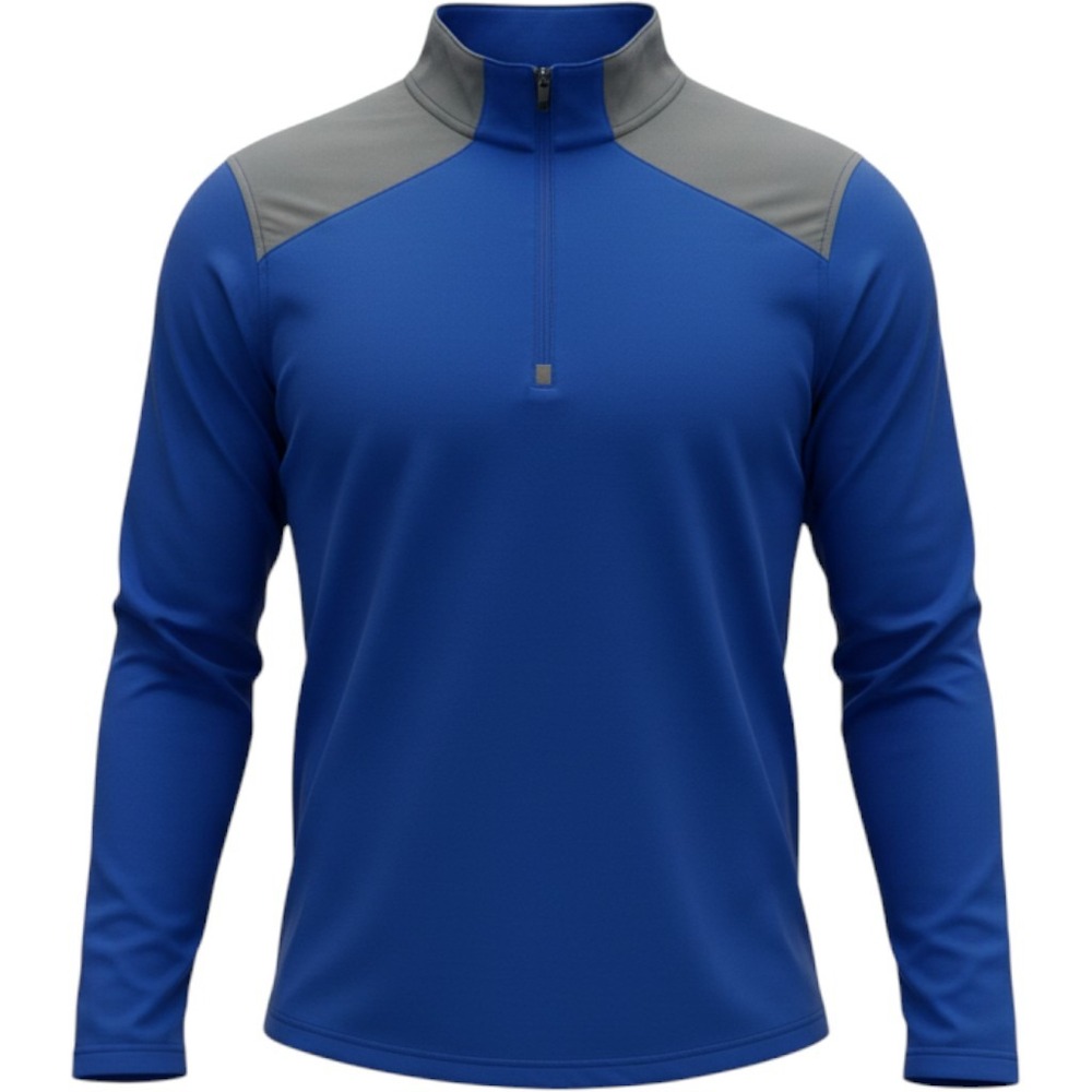 Under Armour Mens Sapphire Blue Quarter Zip Pullover Long Sleeve Logo Gray XL